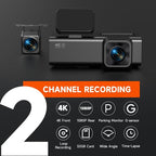 Dash Cam Front and Rear, 4K+1080P Dual Channel Dash Camera for Cars with Night Vision, Mini Car Camera with 1.97” IPS Screen, G-Sensor, 24H Parking Mode, Loop Recording 32GB Card Included