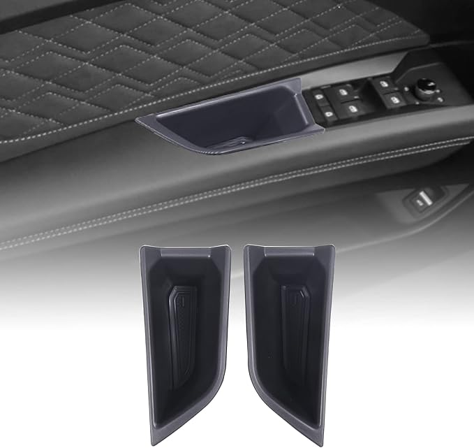 Front Rear Door Side Storage Box Compatible with Audi Q4 E-Tron 2022 2023 2024 2025, 4PCS Car Door Side Armrest Grab Handle Groove Storage Organizer Tray Pocket Slot Mat Insert Accessories