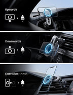 for MagSafe Car Mount, 2026 Magnetic Phone Holders for Car Air Vent Phone Mount [Ultra-Magnetic] Hands Free Cell Phone Holder Car Accessories for Men Women fit iPhone 17 16 15 14 13 Pro-Silver