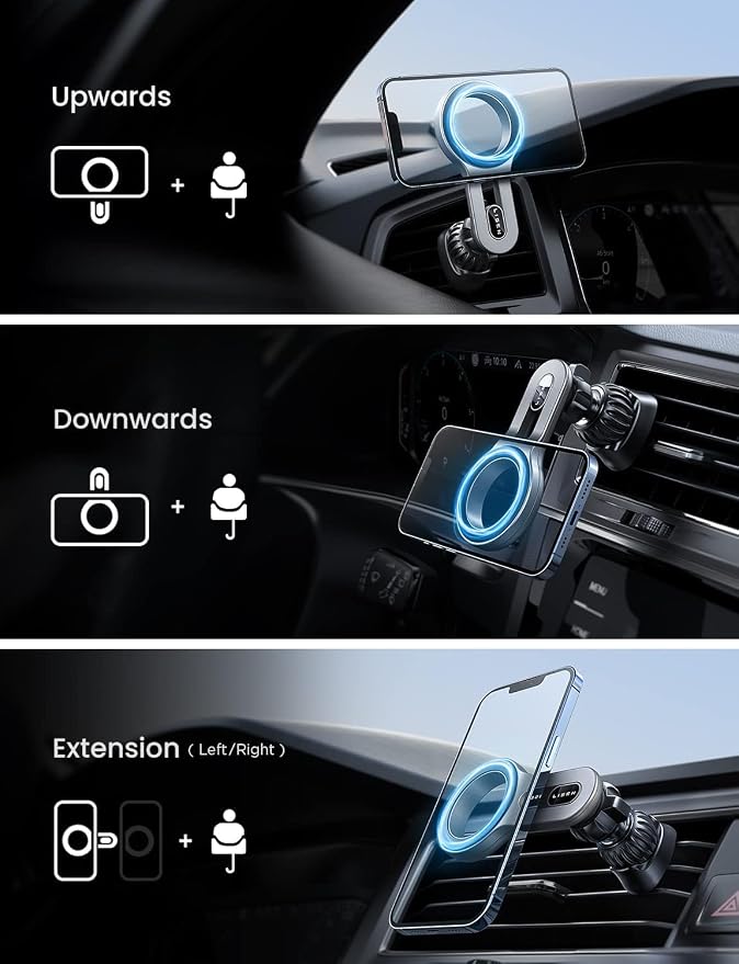 for MagSafe Car Mount, 2026 Magnetic Phone Holders for Car Air Vent Phone Mount [Ultra-Magnetic] Hands Free Cell Phone Holder Car Accessories for Men Women fit iPhone 17 16 15 14 13 Pro-Silver