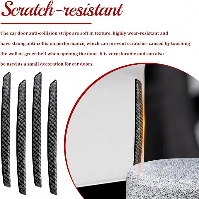 4PCS Car Door Anti-Collision Strip, Car Door Edge Guards, Anti-Scratch Auto Bumper Protector Trim, Auto Exterior Accessories Carbon Fiber Front and Rear Bumper Guard Sticker for Most Vehicles