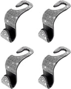 4PCS Bling Car Seat Headrest Hooks, Crystal Rhinestone Vehicle Back Seat Hanger Holder, Auto Interior Headrest Hanging Storage Organizer for Purse Handbag Coat, Universal Fit (White)