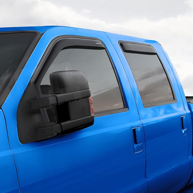 Goodyear Shatterproof in-Channel Window Deflectors for Ford F250 to F550 Super Duty 1999-2016 SuperCrew, Rain Guards, Window Visors for Cars, Vent Deflector, Car Accessories, 4 pcs - GY003430