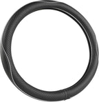 Microfiber Leather Car Steering Wheel Cover for Honda Accord Civic CR-V HR-V Pilot Fit Passport Odyssey,Sport Style,14.5-15 inch (Black+Gray Line-Standrad Size)