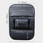 Car Seat Organizers Waterproof Backseat Protector with Storage Pocket Large Leather Kick Mats for Kids Pets Automobile SUV Truck (Black, Large Pocket)