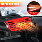 Car Heater, 2-in-1 Car Defroster with 360° Rotation for Instant Windshield Defogging Demisting, Fast Heating & Cooling Fan for All 12V Vehicles, Trucks, RV