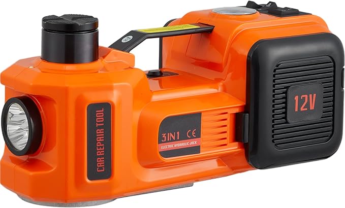 Electric Car Jack, 5 Ton/11023 LBS Hydraulic Jack Lift with Built-in Inflatable Pump and LED Light