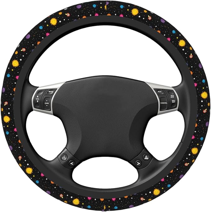 Universal 15-Inch Neoprene Steering Wheel Cover, Non-Slip Breathable Galaxy Space Print Protector, Durable Eco-Friendly Car Interior Accessory for Men and Women, Fits Most Sedans, SUVs, and Trucks