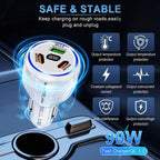 Car Charger Adapter, 3 Port USB-C & USB-A 90W Fast Charger, Car Interior Accessories, Essential Travel Gifts for Men and Women, Fit for iPhone 17/16/15/14/13Pro Max, Samsung, Android (White 1pc)
