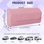 Sunglasses Holder for Car Sun Visor, Sunglass Organizer for Car, Magnetic Leather Eyeglasses Protective Storage Case, Waterproof Glasses Organizer Visor Accessories for Vehicles (Pink)