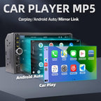 7'' Double Din Car Stereo Build-in Apple Carplay,Bluetooth 5.1 Hand-Free Calling,Touchscreen Car Radio FM,GPS Navigation,Night Vison Backup Camera,USB/TF/Subwoorf/240 watts
