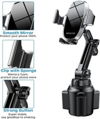 Cup Phone Holder for Car, [Upgraded Version] Adjustable Long Neck Car Cup Holder Phone Mount Cradle Friendly Compatible with iPhone Samsung Google and All Smartphones, Silver