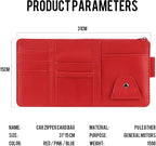 Car Sun Visor Organizer, Auto Interior Accessories Pocket Organizers, Personal Belonging Storage Pouch Organizer, Pouch Holder with Multi-Pocket Net Zippers (Red)