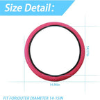 Moly Magnolia Elastic Stretch Steering Wheel Cover, Universal 15 Inch Automotive Steering Wheel Cover, Microfiber Breathable Anti-Slip Odorless Ice Silk, Warm in Winter Cool in Summer (Rose Red)