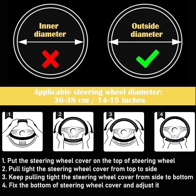 Bling Fluffy Steering Wheel Cover for Women Girls, Rhinestone Diamond Sparkling Fur Steering Wheel Protector Elastic Steering Wheel Covers Winter Warm Universal Fit 14-15 inches -Black | Colorful Diamond Elastic Car Steering Wheel Accessories Sparkling...