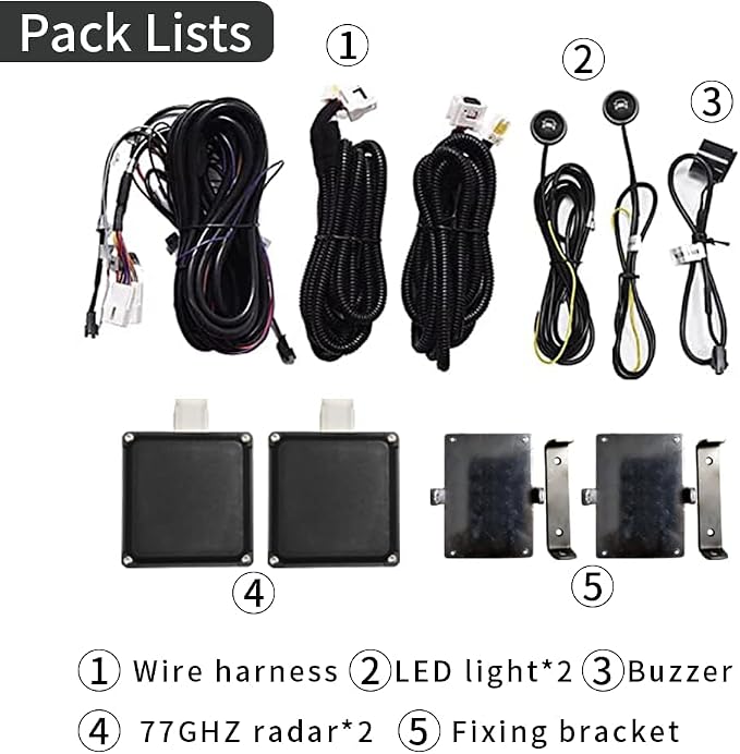 Blind Spot Monitoring System, 77 GHz Millimeter Wave Radar 12V Universal Car Blind Spot Detection System, Sensitive Radar Sensors Blind Area Detection System