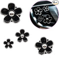 ORIESSE 4pcs Cute Daisy Flowers Car Air Freshener Vent Clips,Girly Flowers Car Accessories for Women,4 Sizes Sparkle Black Silver Flower Car Vent Clips,Refillable Clips On Car Diffuser