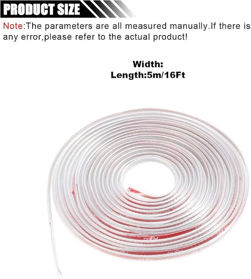 16Ft(5M) Edge Protector - Anti-Collision Strip, No Glue Car Entry Guard, Automotive Trim Protective Strip (Clear)