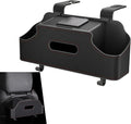 Car Seatback Organizer with Cup Holder, Leather Headseat Tissue Box and Storage Box, Multifunction Auto Rear-mounted Mobile Phone Holder, for Most Cars (Black)