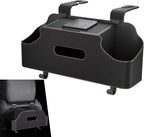 Car Seatback Organizer with Cup Holder, Leather Headseat Tissue Box and Storage Box, Multifunction Auto Rear-mounted Mobile Phone Holder, for Most Cars (Black)