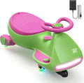 N7 Pro Electric Wiggle Car, Rechargeable Battery, CyberWiggle, 2 in 1 Swing Car, 2 Speeds Max 4 Mph, Anti-Rollover, Flashing Wheels, Bluetooth, Ages 3+, 150 Lbs, Grape Green