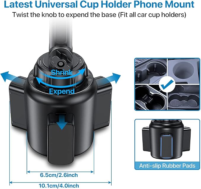Universal Cup Phone Holder for Car, [Upgraded Version] Adjustable Long Neck Car Cup Holder Phone Mount Cradle Friendly Compatible with iPhone Samsung Google and All Smartphones, Crystal Pink
