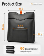 Leather Car Trash Can, Leak-Proof Odor-Lock Car Garbage Can with 60 Liners, Magnetic Closure & Liner-Hold, Storage Pocket, Metal Hooks, Hanging Car Trash Bin for SUV Sedan Truck, Black