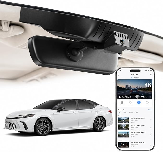 4K STARVIS 2 Dash Cam for Toyota Camry 2021-2024 LE L XLE TRD XSE SE Hybrid (Gen8/XV70), OEM Style Look with WiFi App,2160P UHD Video,Loop Recording,G-Sensor,Parking Hardwire Kit Included, 64GB