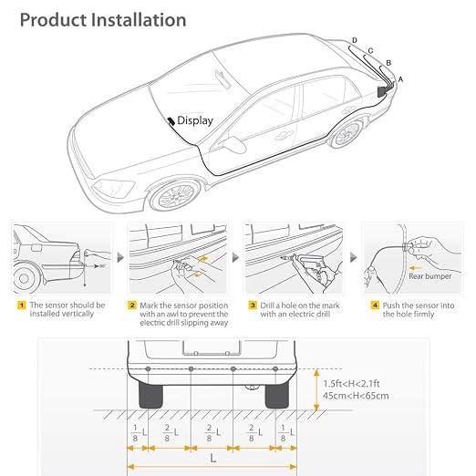 Car Reverse Backup Radar System, Front and Rear Parking Sensors Kit, 8/Sensors Electronics Cars Parking Assistance Reversing Radar with LED Display and Sound Warning