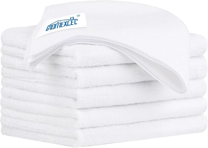 White Microfiber Cleaning Cloth 6 Pack 12.5 x 12.5 inch Microfiber Towels for Cars Ultra Absorbent Car Washing Cloth Lint Free Streak Free Cleaning Rags for Car Kitchen Window