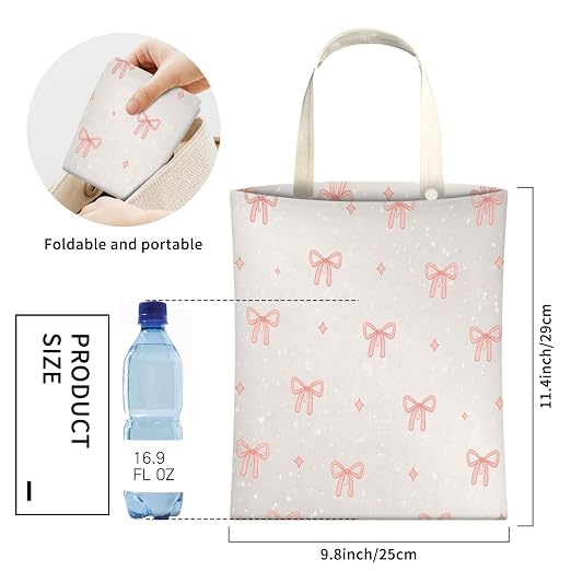 Cute Car Trash Can, Hanging Canvas Car Back Seat Organizer and Storage Bag, Funny Car Trash Bag for Travelling, Outdoor Cute Small Bow