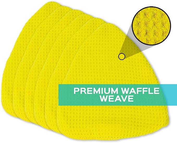 95180 Original Reach and Clean Tool Replacement Quick Change Waffle Weave Microfiber Bonnets for Glass Cleaning, Non-Elastic, Pack of 6