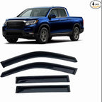 Tape-On Window Visors 4-Piece for 2017-2024 2025 Honda Ridgeline Sun Rain Guards Shield Shade Smoke
