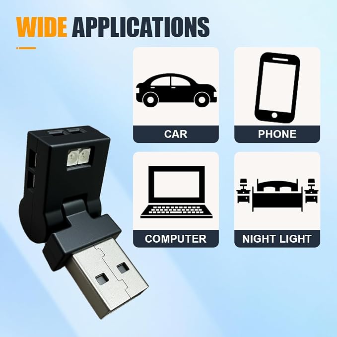 Mini USB LED Light, Portable Adjustable Brightness Car 7 Color RGB Dynamic Ambient Lights, Plug-in Auto Interior Night Atmosphere Lamp Decoration Accessories for Laptop Home(2PCS)