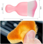 2PCS Car Interior Detailing Brush with Dust Cover, Auto Soft Hair Cleaning Brushes, Scratch Free Curved Dirt Collectors, for Vehicle Dashboard Air Conditioner Vents Leather(Pink)