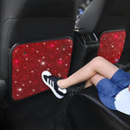 Sparkling Diamond Auto Kick Mats Back Seat Protector Cute Kick Mats Protect from Dirt Mud Seat Back Protector with Bling Crystal Rhinestone Car Interior Decor Accessories Red 2Pcs