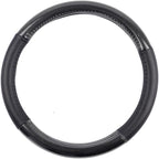 Carbon Fiber Steering Wheel Cover White Vinyl with Fiber Accent - Black Carbon, 14.5-15 inch