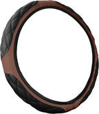 15 Inch Car Leather Steering Wheel Cover, Automotive Accessories Elastic Breathable Anti-Slip Soft Wheel Protector Fits Men and Women, Suitable for SUVs, Trucks, Vehicles and RVs (Brown)