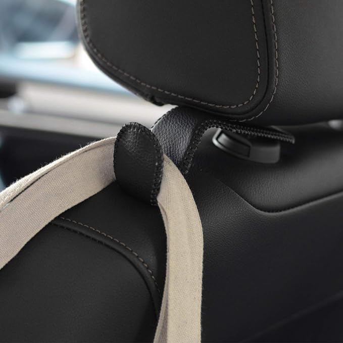 Car Seat Headrest Hooks for Car Back Seat Organizer Hanger Storage Hook Holder for Car SUV Organization Purse Shopping Groceries Bag Handbag, Black, 2 Pack