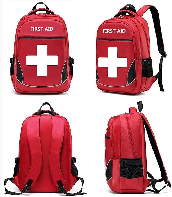 First Aid Bag Empty Red Emergency Medical Bag First Responder Trauma Multi-Pocket Traveling Field Trips Camping Essentials (Red, Pack of 10)