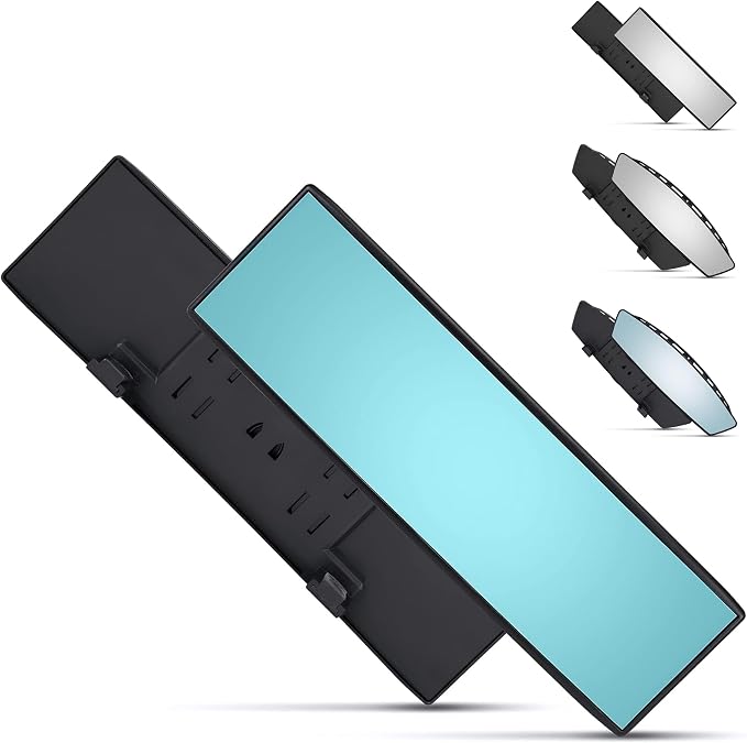 Verivue Universal Panoramic 12-Inch Rear View Mirror, Anti-Glare Wide Angle Car Mirror, Rearview Mirrors Accessory for Baby Rear-Facing, Tint flat Mirrors for Cars and SUVs.