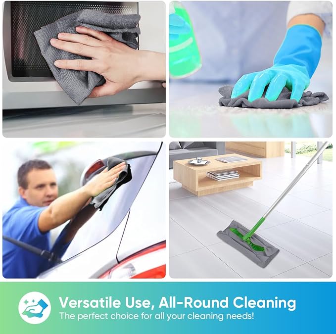 Grey Microfiber Cleaning Cloths, 20 Pack Cleaning Rags - Lint Free & Scratch-Free Microfiber Towels for Cars, House & Kitchen, Absorbent Cleaning Towels, 11.5 x 11.5 Inch