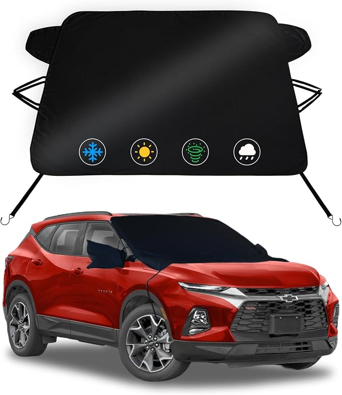 2026 Upgrade Windshield Cover for Ice and Snow for 2019-2026 Chevrolet Blazer, 2-Layer Oxford Fabric Car Windshield Cover Protector for Blazer Chevy, Winter Car Accessories for Rain, Dust(71"x47")