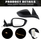 Right Passenger Side Mirror Compatible with 2018-2022 Honda Accord Power Glass | Heated | with Blind Spot | with Turn Signal | Manual Folding Repalces HO1321330 (8Pins-Black)