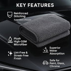 6 Pack Reusable Pak Details Micro Fiber Towels Car Detailing | 16x24 Ultra-Absorbent & Dual-Sided Car Microfiber Towel for Polishing, Wax Removal & Buffing | Lint & Streak-Free | Auto Cleaning Cloths