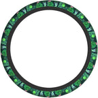 Alien Palm Leaf Flower Spaceship Steering Wheel Cover Car Accessories Cute for Women Girls Girly Universal 15 Inch Neoprene Auto Interior Decor Anti Slip Car Truck Protector