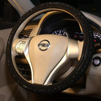 Bling Steering Wheel Cover Women Girls Black Rhinestone Car Accessories 15 Inch Universal Crystal Diamond Cool Bling Anti-Slip Wheel Protector