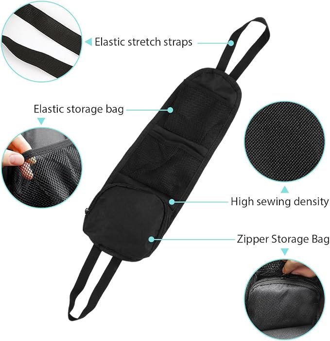 Car Seat Side Organizer, Front Seat Side Hanging Bag with Mesh Net Pockets, Multi-Pocket Vehicle Stuff Holder for Mobile Phone Wallet Drink, Universal Car Accessories