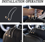 Auto Hooks Bling Car Hangers Organizer Seat Headrest Hooks Strong and Durable Backseat Hanger Storage Universal for SUV Truck Vehicle 2 Pack (Gold)
