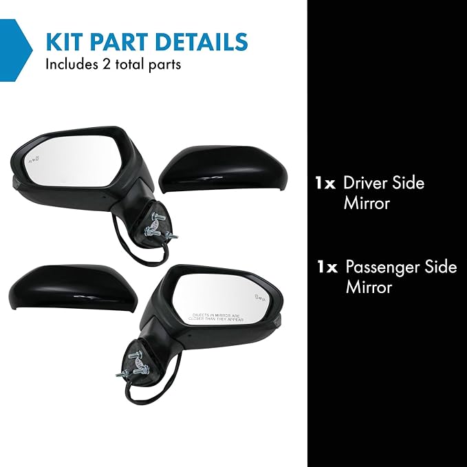 Driver and Passenger Side Mirror Set Power Heated Blind Spot Indicator Paint to Match Textured Housing Compatible with 2018-2024 Toyota Camry TO1320368 TO1321368